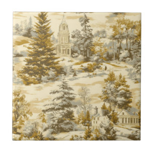 Azulejo Patrón Toile de Jouy de Bosque Invernal (4)