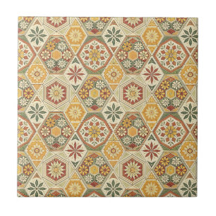 Azulejo Patrón Tradicional Floral Mediterráneo de Mayólica
