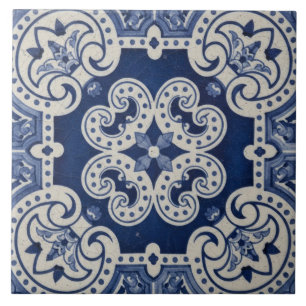 Azulejo Patrón Tradicional Marroquí Portugués Blanco Azul