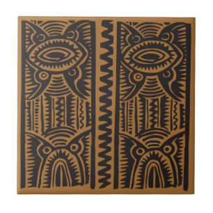 Azulejo Patrón tradicional tiki con marrón
