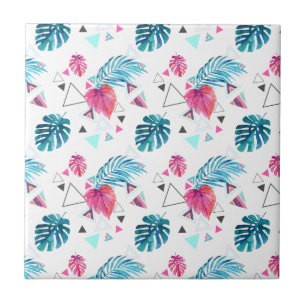 Azulejo Patrón triángulo de hoja tropical