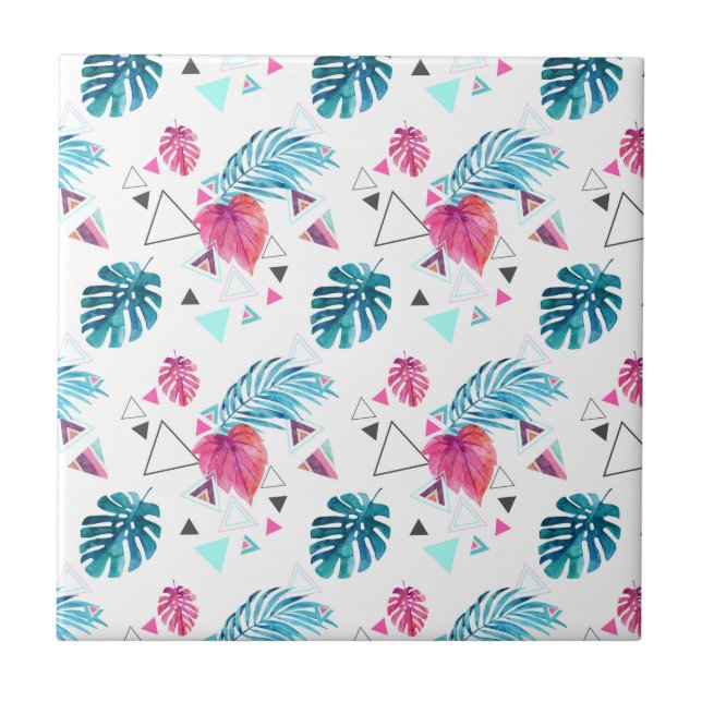 Azulejo Patrón triángulo de hoja tropical (Frente)