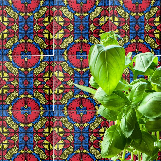 Azulejo Patrón tribal africano amarillo azul rojo (Subido por el creador)