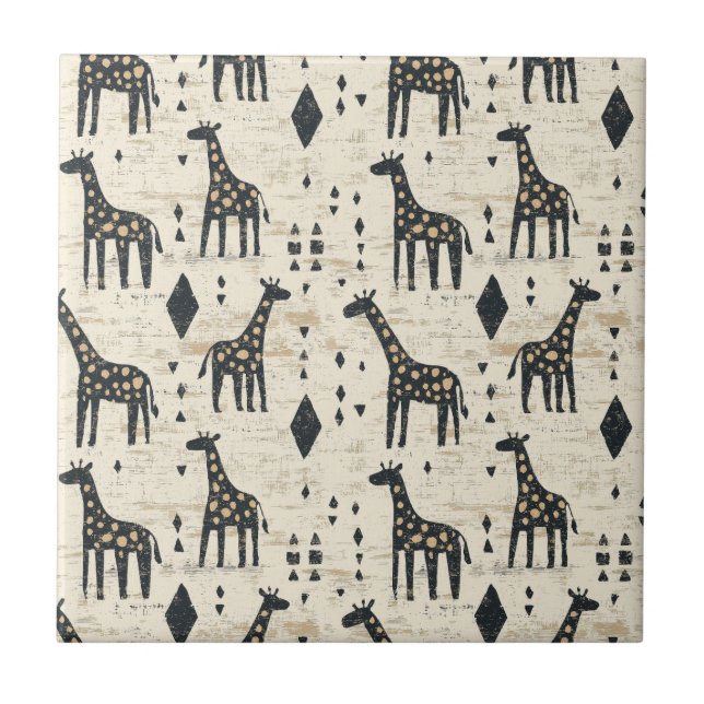 Azulejo Patrón tribal jirafa boho (Frente)