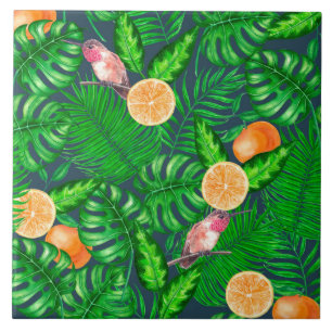 Azulejo Patrón tropical, colibríes