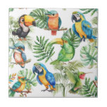 Azulejo Patrón tropical de aves loradas<br><div class="desc">Un patrón tropical con aves,  loros.</div>