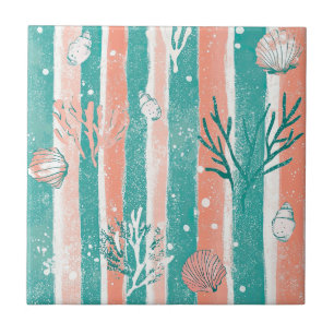 Azulejo Patrón Tropical de Coral Oceánico