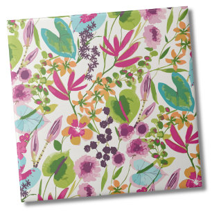 Azulejo Patrón tropical floral elegante