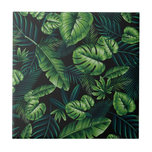 Azulejo Patrón tropical negro (Frente)