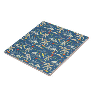 Azulejo Patrón Tropical Retro Surf