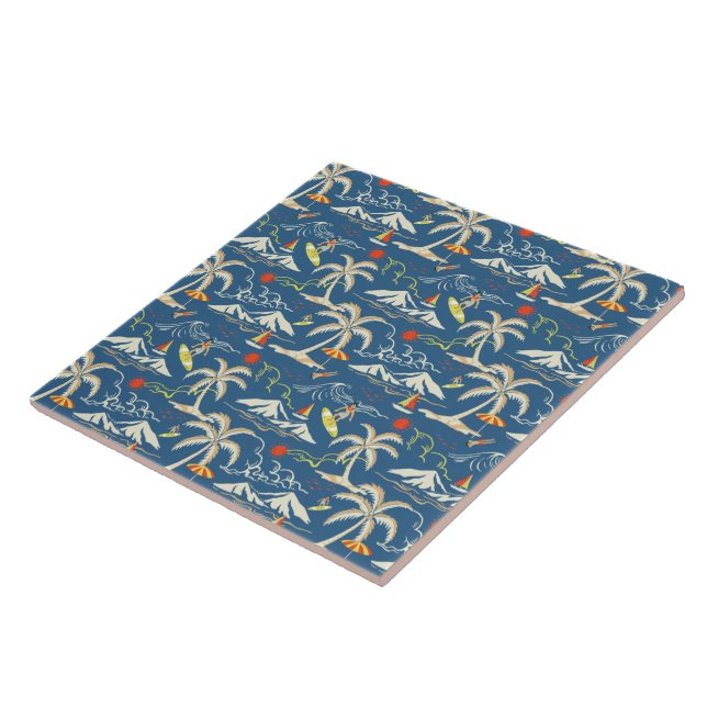 Azulejo Patrón Tropical Retro Surf (Lado)
