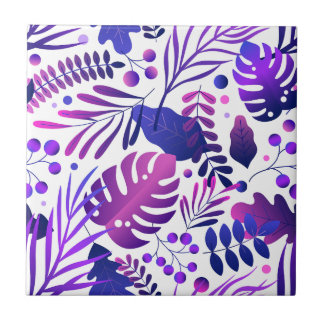 Azulejo Patrón Tropical Verde Azul Dorado Hojas de Palma