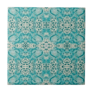 Azulejo Patrón Verde azulado de inspiración Art Nouveau