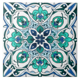 Azulejo Patrón verde ornato ruso