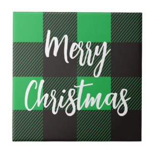 Azulejo Patrón verde plastificado Feliz Navidad