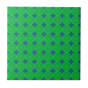 Azulejo Patrón verde retro de destello de explosión estela