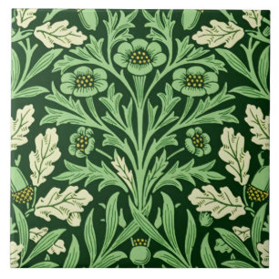 Azulejo Patrón Verde Roble Bellota Vintage William Morris