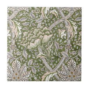 Azulejo : Patrón verde Windrush de William Morris: Vintage