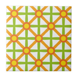 Azulejo Patrón verde y amarillo inspirado en el Naranja re