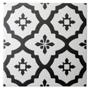 Azulejo - Patrón Victoriano Negro y Blanco