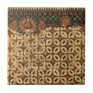 Azulejo Patrón vintage de Batik Kawung indonesio rústico