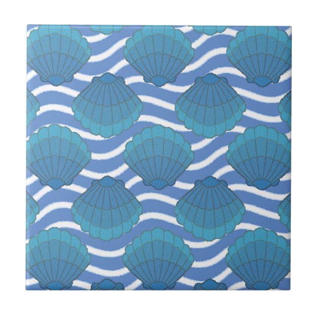 Azulejo Patrón Vintage De Hojas Y Ondas (Frente)