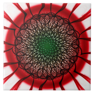 Azulejo patrón visionario rojo negro