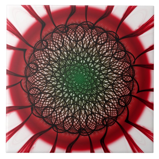 Azulejo patrón visionario rojo negro (Frente)