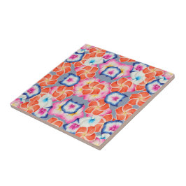 Azulejo Patrón X de Flores de Plumeria Tropical