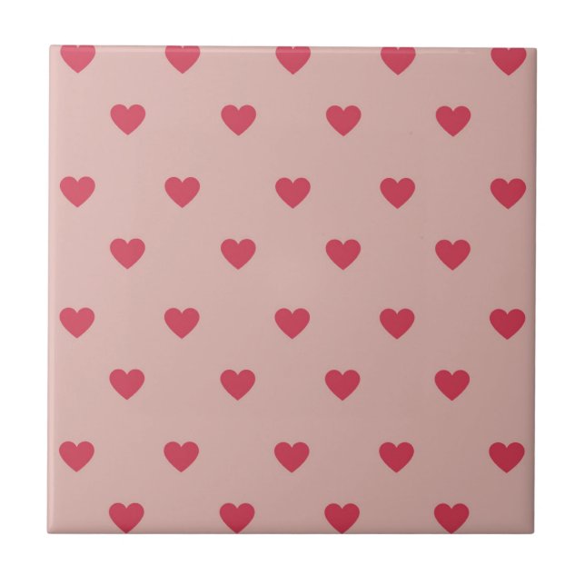 Azulejo Patrón Y2K De Corazón Retro Rosa Con Fondo Rosa (Frente)