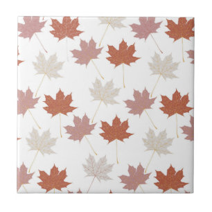 Azulejo Patrón Y2K de hojas florales de otoño de color roj