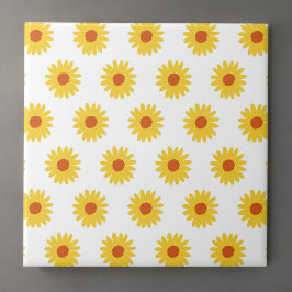 Azulejo Patrón Y2K retro de Bonito de girasol amarillo