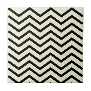Azulejo Patrón Zag de zag de chevron negro y blanco