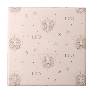 Azulejo Patrón Zodiaco de Leo en Marrón y Burdeos