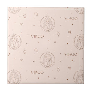 Azulejo Patrón Zodiaco Virgo en Marrón y Burdeos