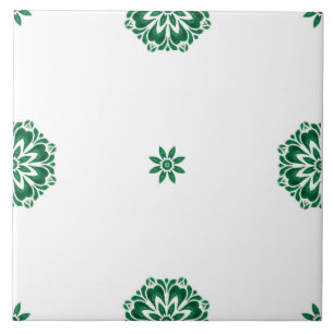 Azulejo Patronato floral verde y blanco minimalista