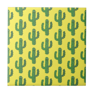 Azulejo Patroneado Día de los Muertos Cactus Feliz