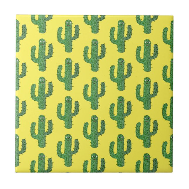 Azulejo Patroneado Día de los Muertos Cactus Feliz (Frente)
