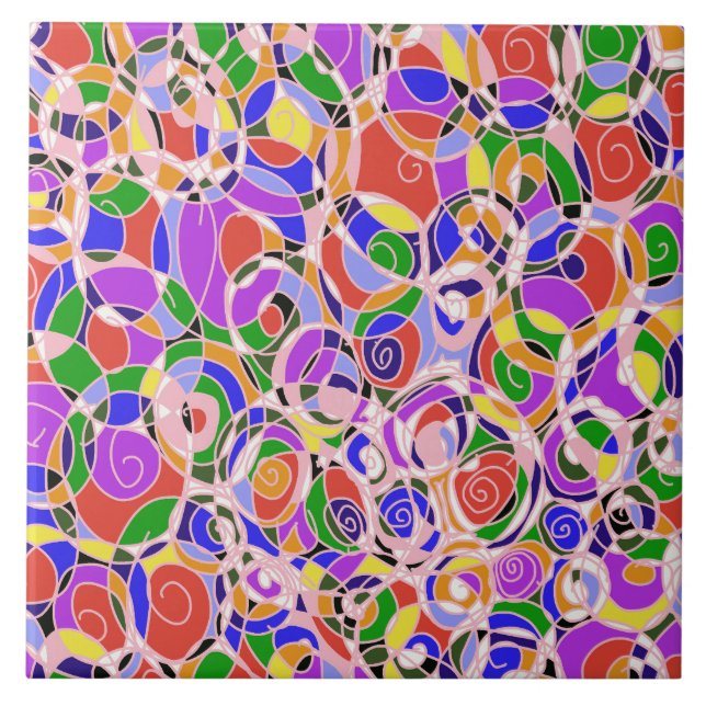 Azulejo Patrones abstractos giratorios pastel (Frente)