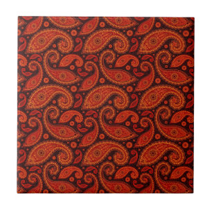 Azulejo Patrones de cachemira lindos y marrones en espiral