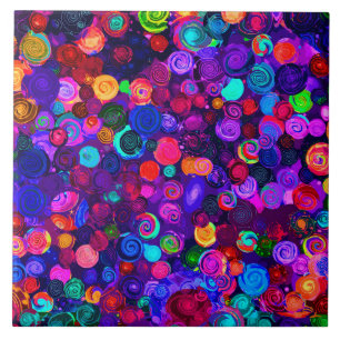 Azulejo Patrones de cosmos en espiral de color