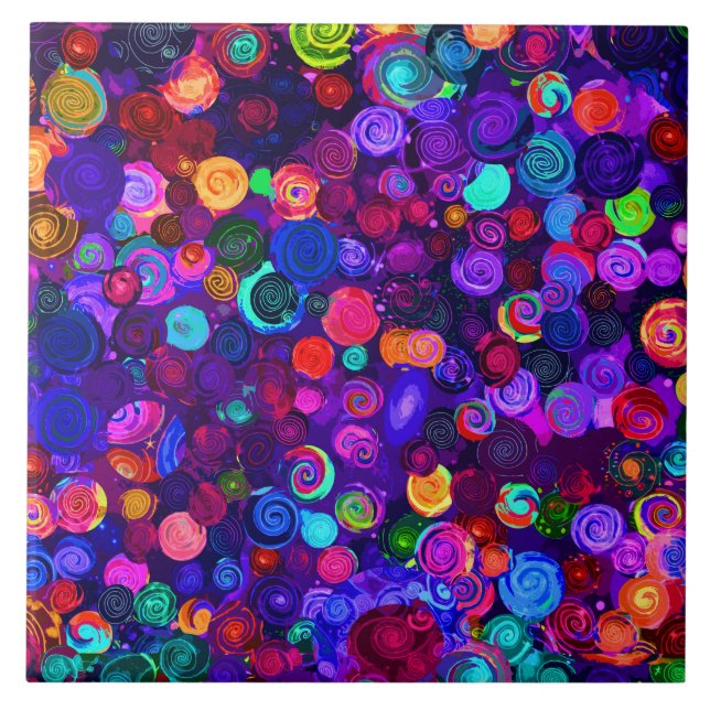 Azulejo Patrones de cosmos en espiral de color (Frente)