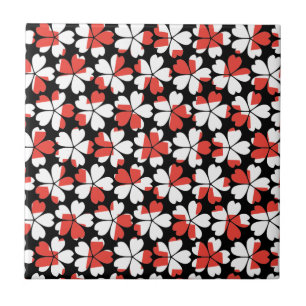 Azulejo Patrones de flores rojas blancas lindas