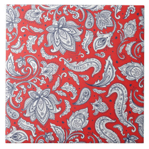 Azulejo Patrones de flores vintage rojas lindas