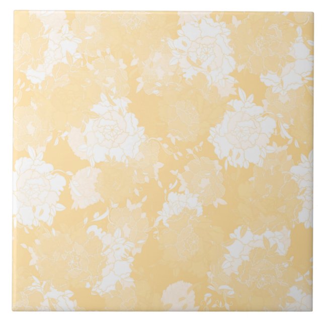 Azulejo Patrones de naranja floral japoneses. (Frente)