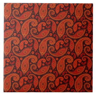 Azulejo Patrones de paisley de swirl con bown