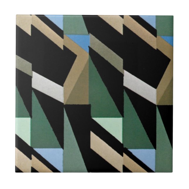 Azulejo Patrones de triángulo de diamantes de época retro  (Frente)