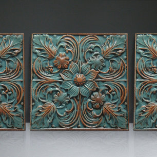 Azulejo Patrones florales sin costuras victorianos azul añ