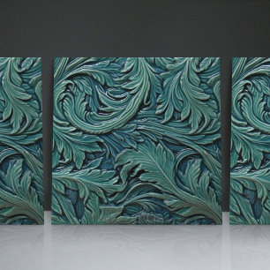 Azulejo Patrones florales victorianos de hojas verdes Morr