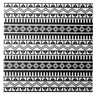 Azulejo Patrones geométricos negros y blancos del suroeste